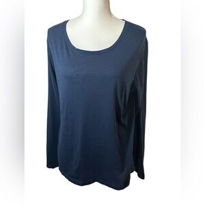 Anvil Navy Blue Long Sleeve T-Shirt.